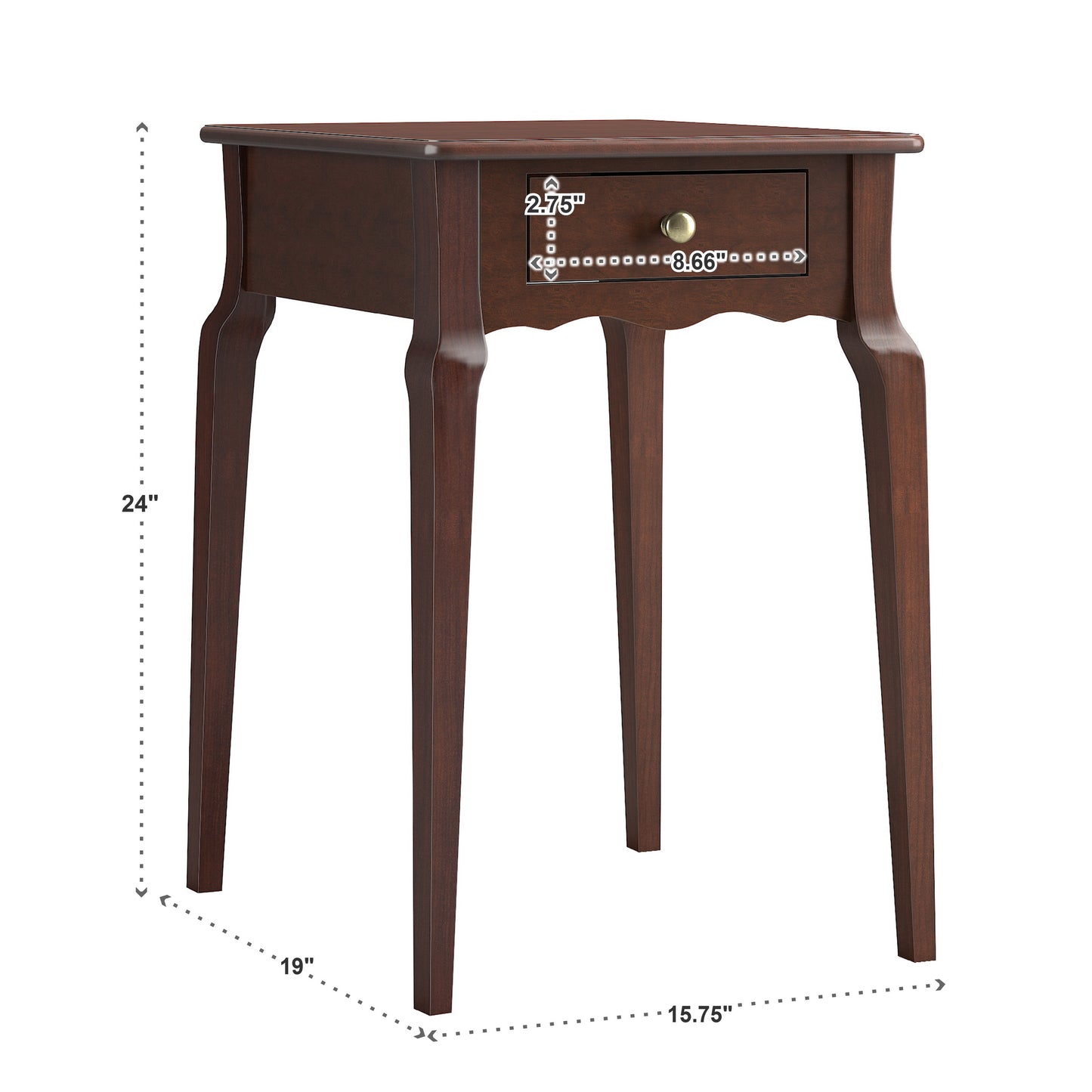 1-Drawer Wood Side Table - Espresso