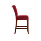 Classic Upholstered High Back Counter Height Chairs (Set of 2) - Cherry Finish, Red Microfiber