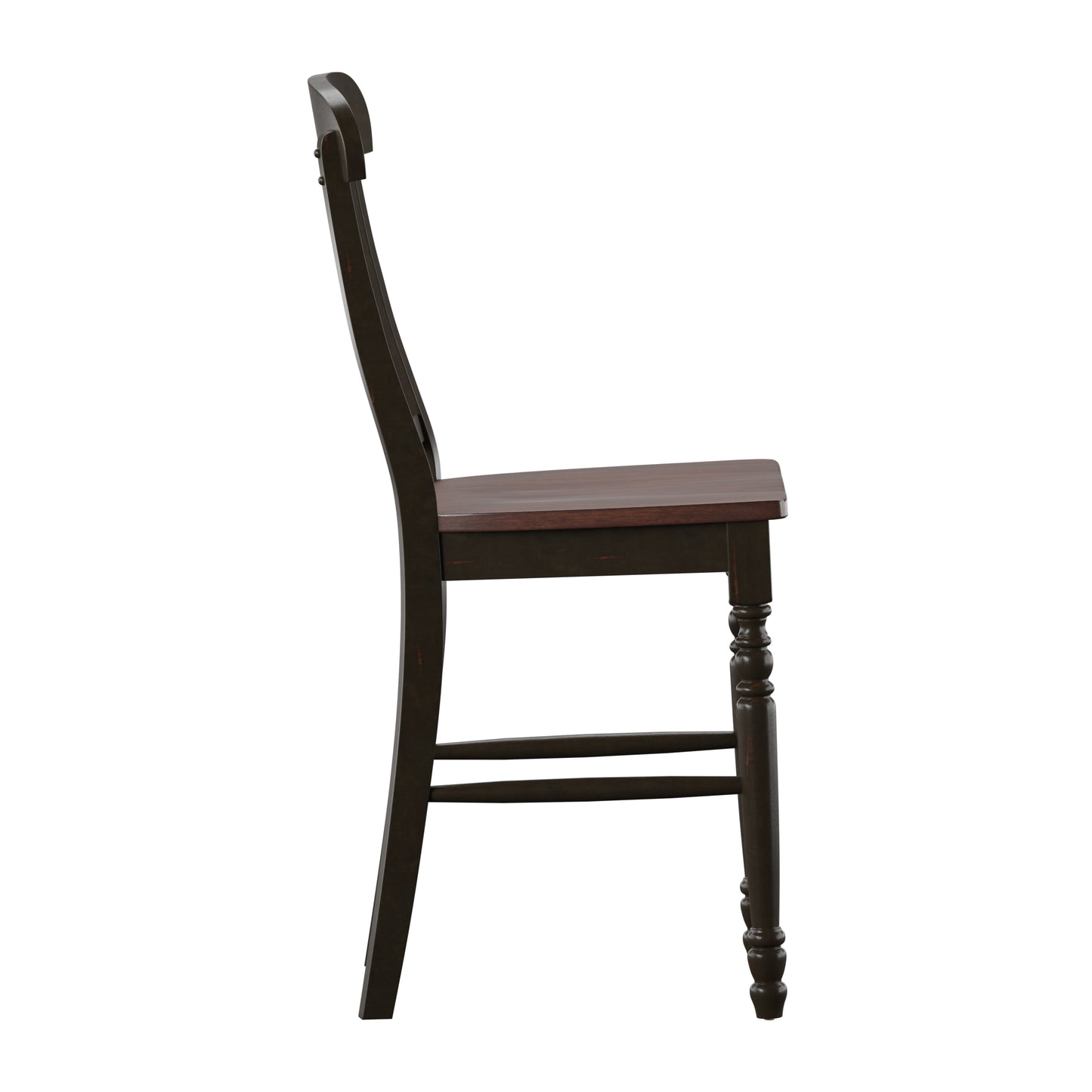 Two-Tone Counter Height Chairs (Set of 2) - Antique Black, Scroll Back