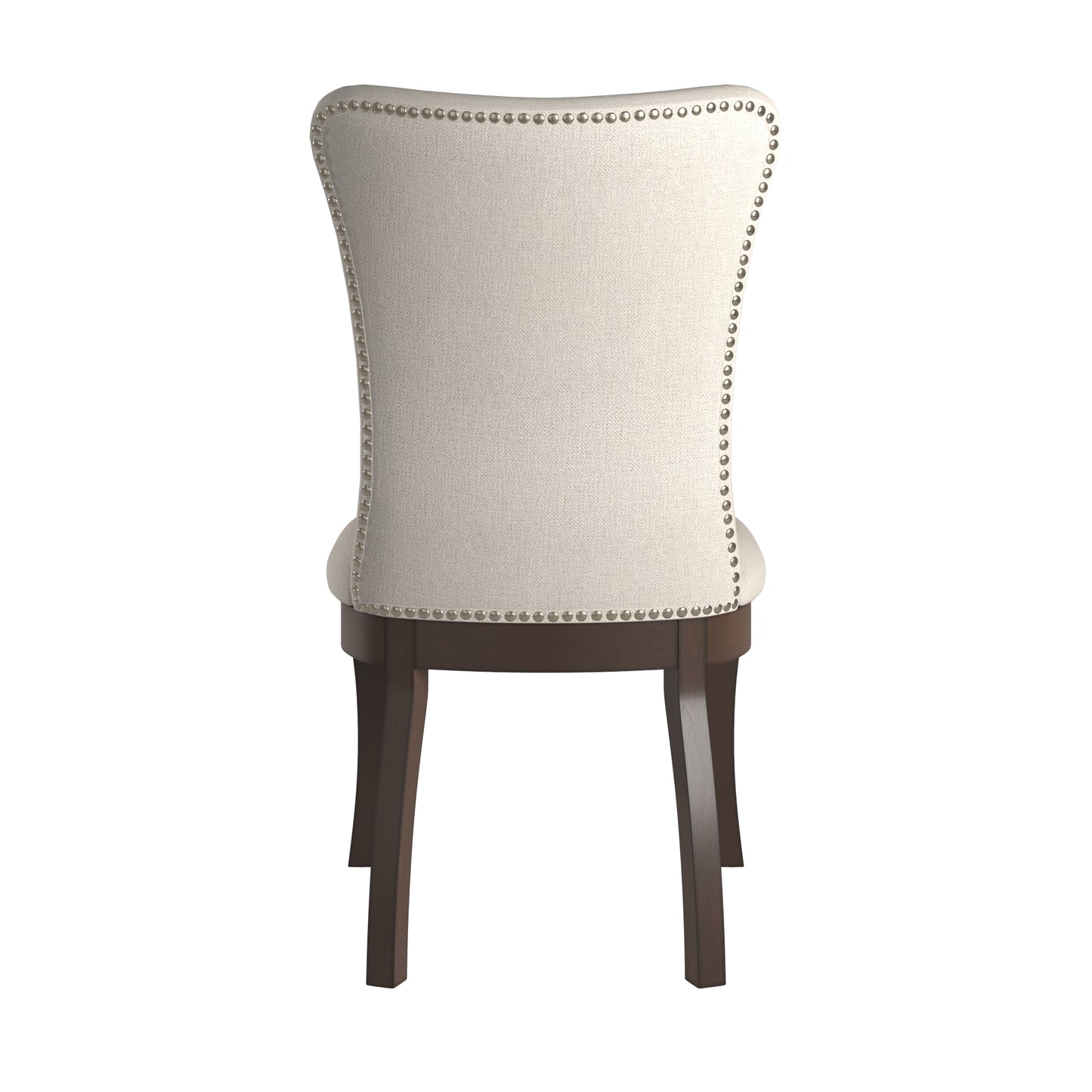 Fabric Wingback Dining Chairs (Set of 2) - Beige Fabric, Dark Cherry Finish