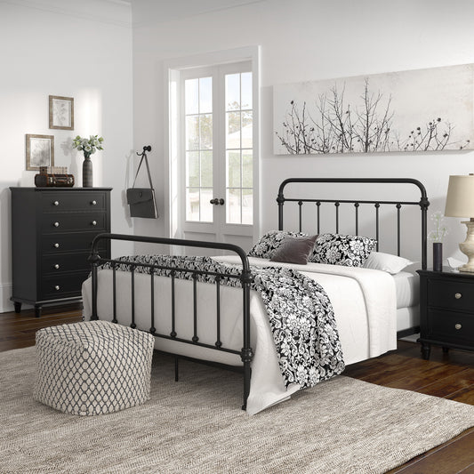 Graceful Lines Victorian Metal Bed - Black Finish, Full Size (Full Size)