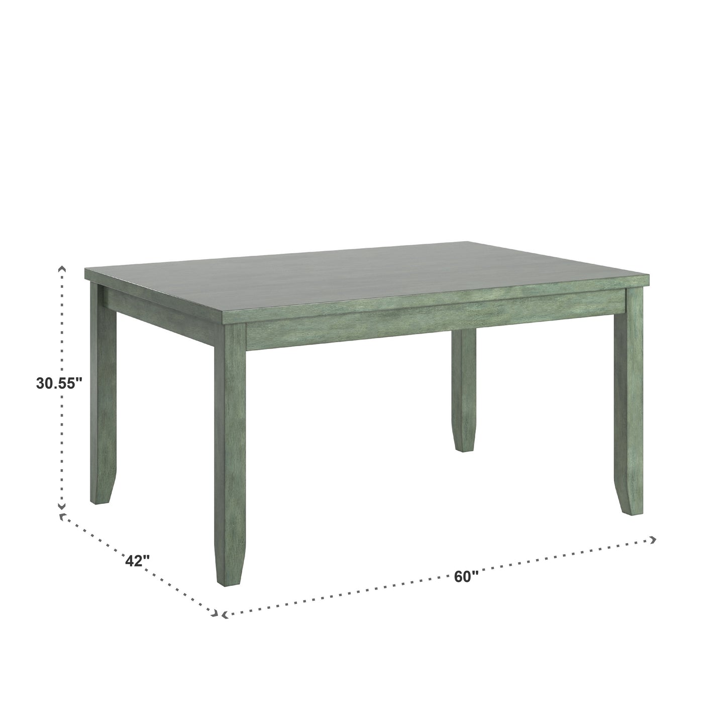 Solid Wood Rectangular Dining Table with Two Drawers - Antique Sage