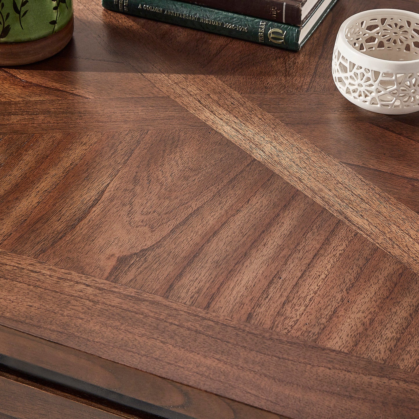 Barn Door Coffee Table with Storage - Brown Cherry Finish