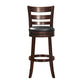 Ladder Back 29"H Swivel Bar Stool - Dark Cherry Finish, Black Faux Leather