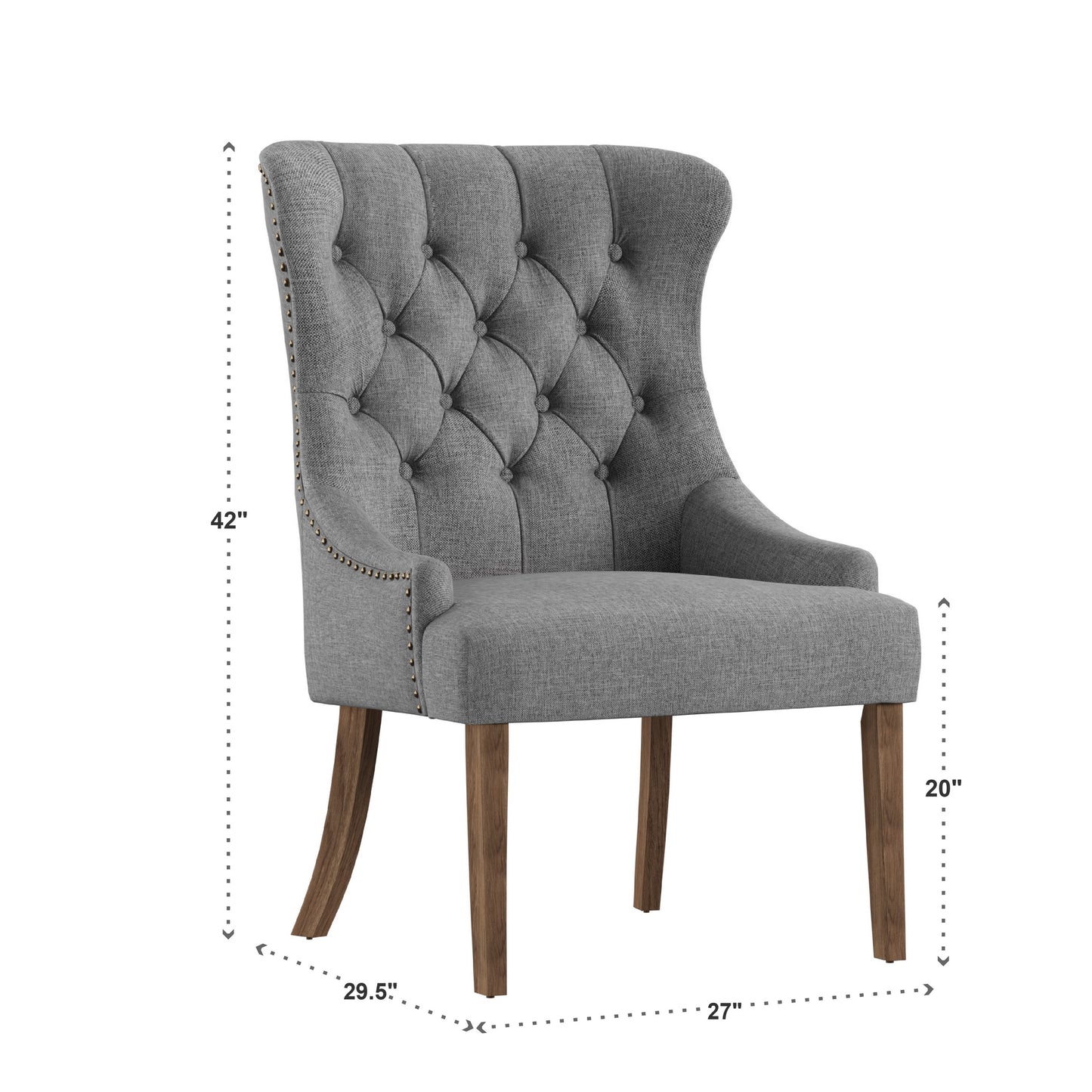 Upholstered Button Tufted Wingback Chair - Gray Linen
