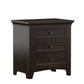 3-Drawer Wood Modular Storage Nightstand with Charging Station - Black