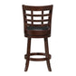 Window Back 24"H Swivel Counter Height Stool - Dark Cherry Finish, Black Faux Leather