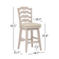 French Ladder Back Counter Height Swivel Stool - Antique Gray Finish