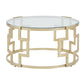 36" Glass Coffee Table - Matte Gold Finish, Clear Glass Top