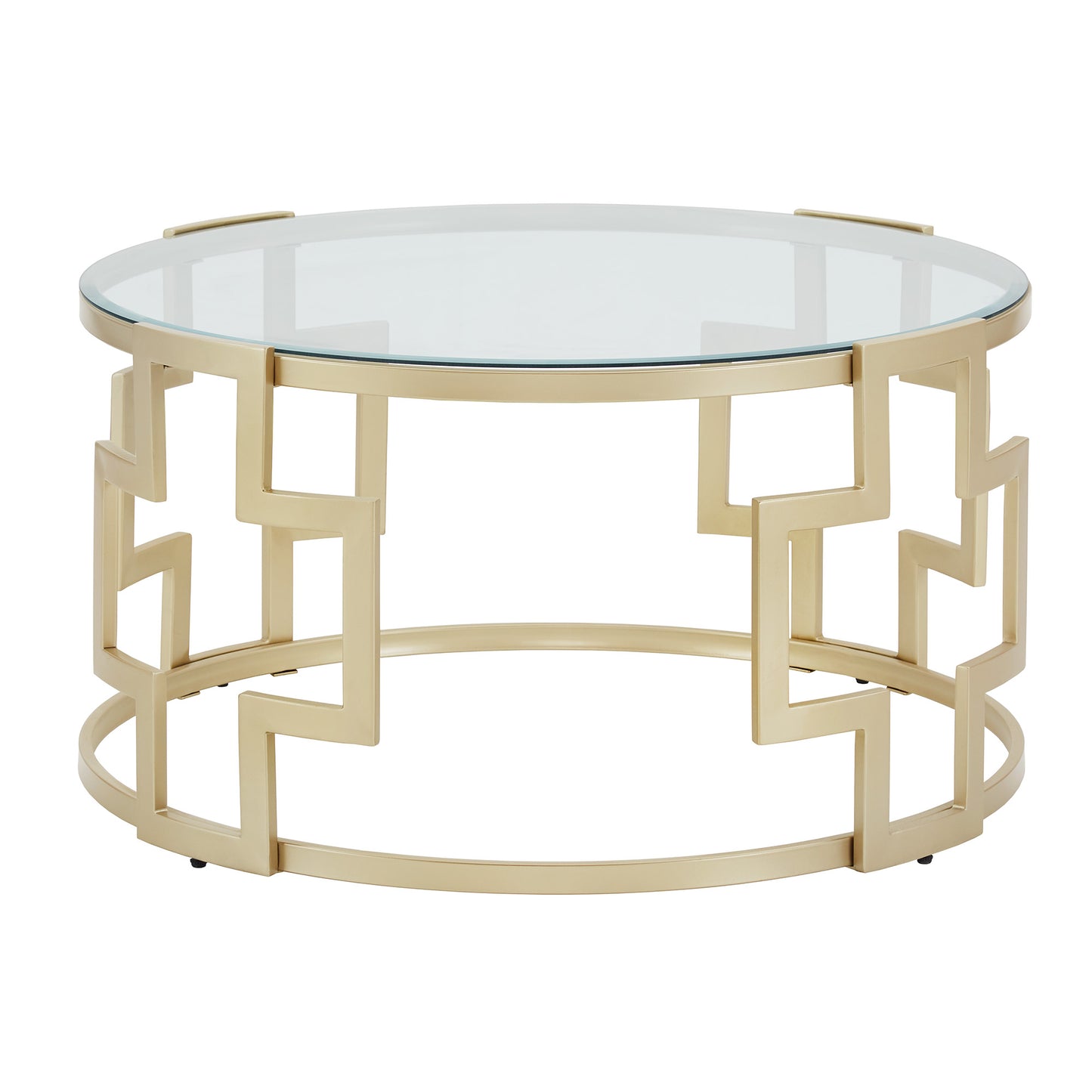 36" Glass Coffee Table - Matte Gold Finish, Clear Glass Top