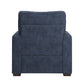 Modern Fabric Upholstered Square Arm Sofa - Living Room Chair, Blue Chenille Fabric