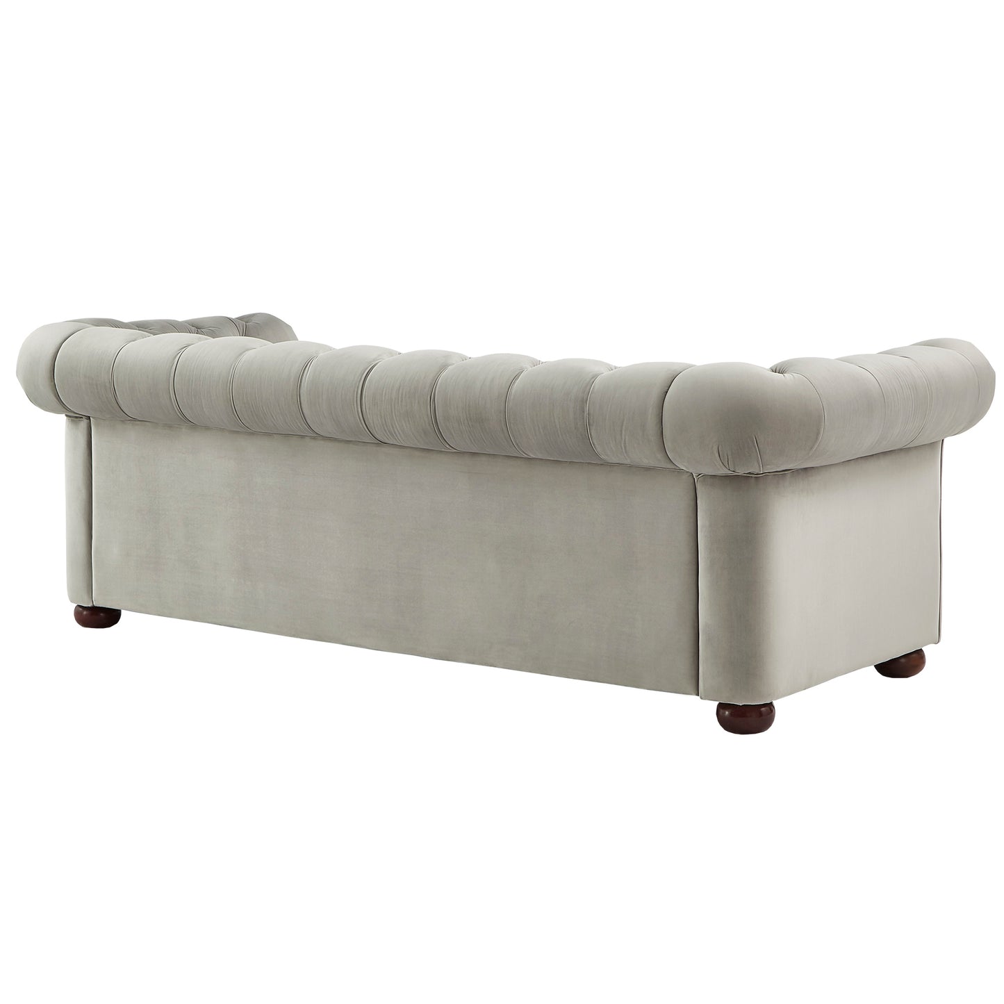 Tufted Scroll Arm Chesterfield Sofa - Gray Velvet