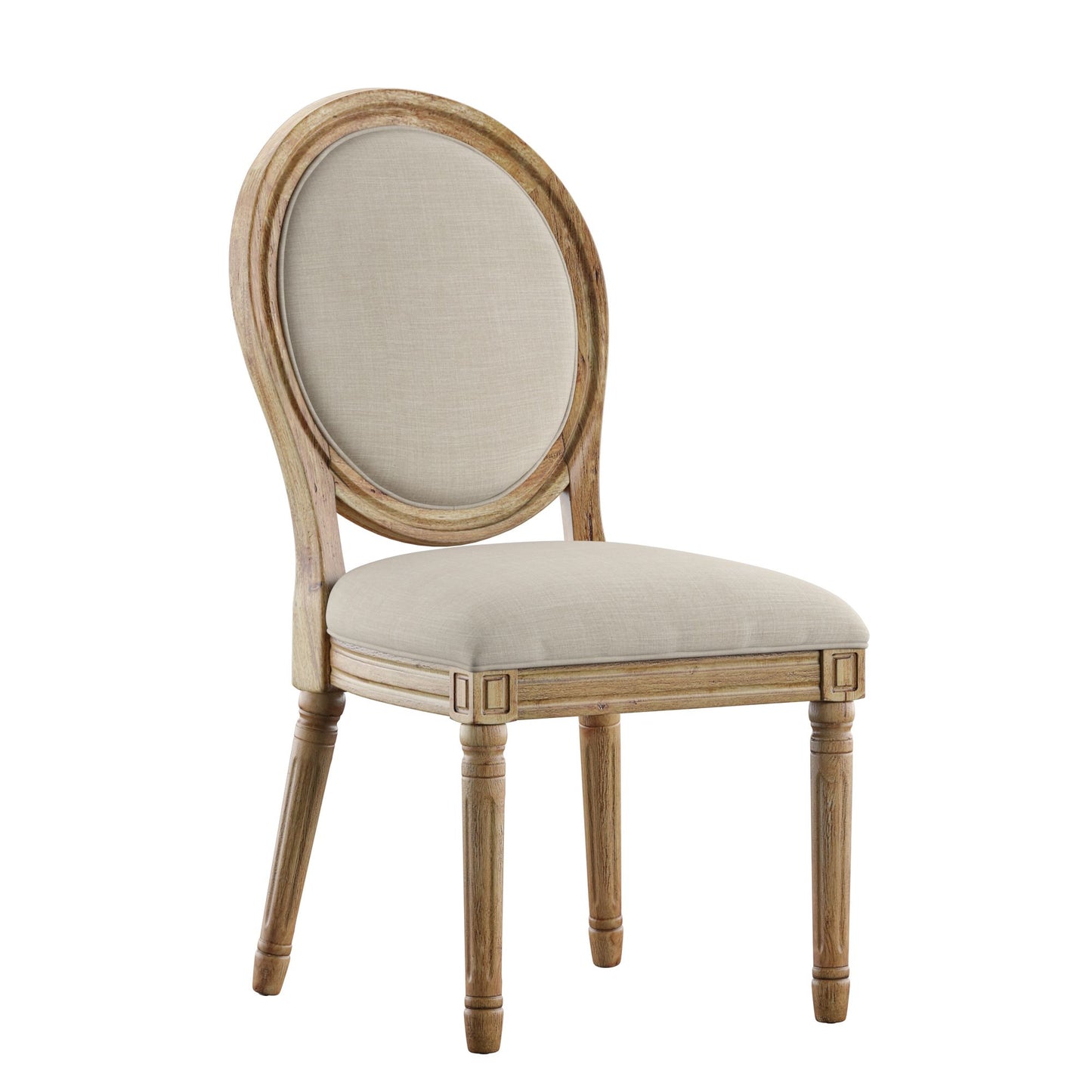 Round 5-Piece Dining Set - Beige Linen, Round Chair Backs