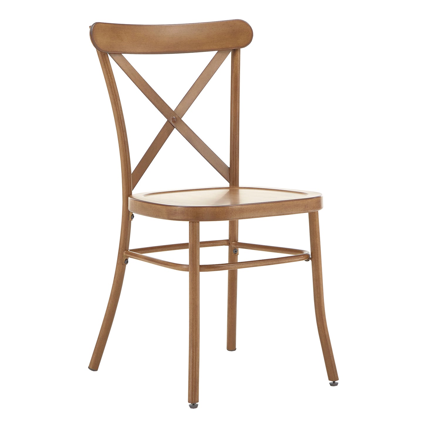 Metal Dining Chairs (Set of 2) - Oak Finish