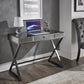 Mirrored 1-Drawer Campaign Desk - Black Nickel