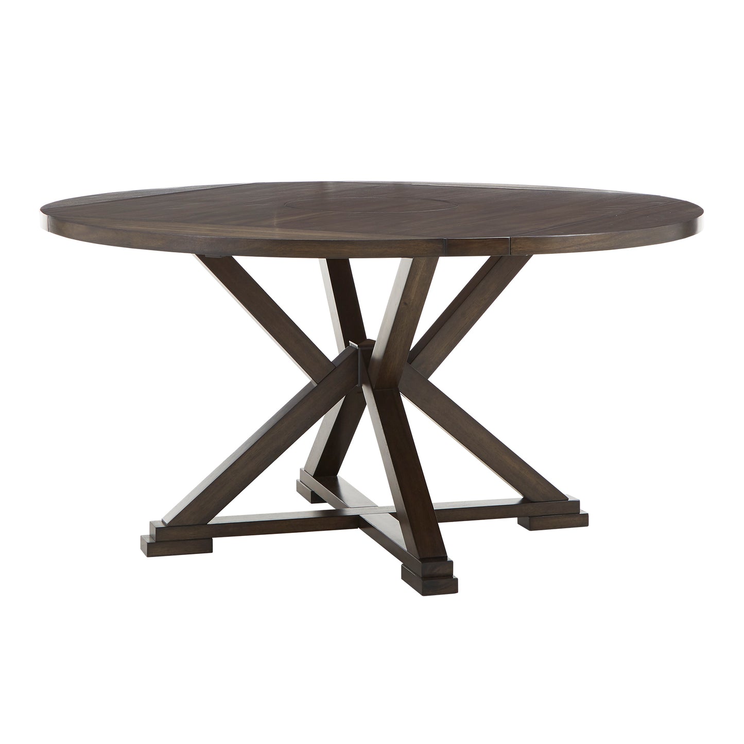 Espresso Convertible Dining Table with Lazy Susan