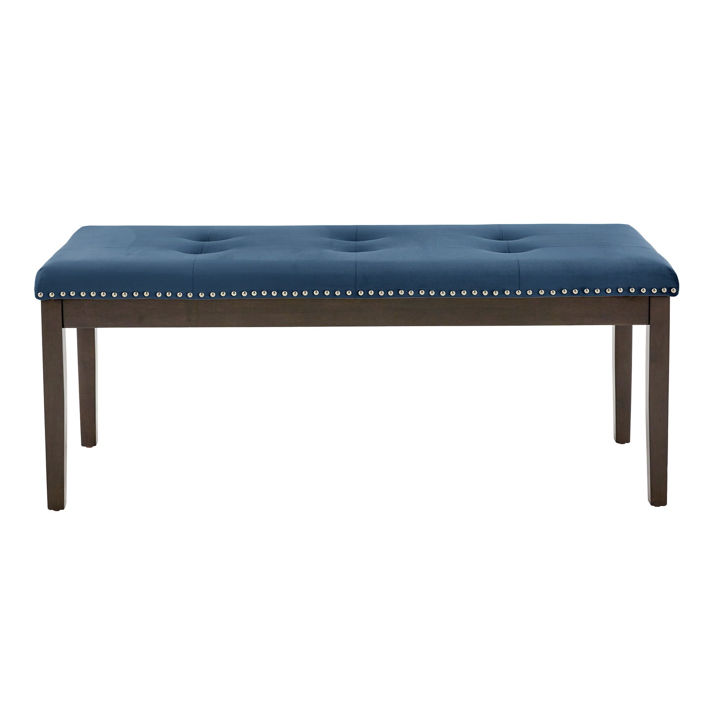 Velvet Tufted Nailhead Bench - Blue