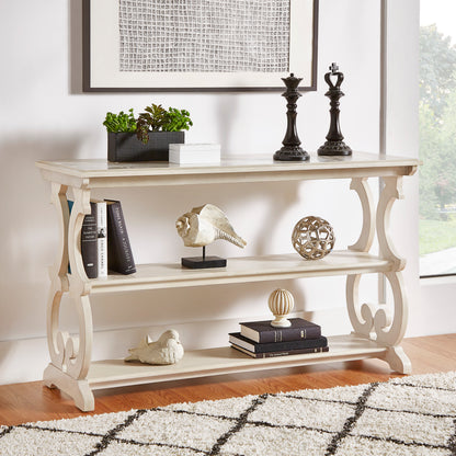 Wood Scroll Sofa Table - Antique White