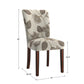 Print Parsons Dining Side Chairs (Set of 2) - Esprasso Finish, Gray Flowar Print Fabric