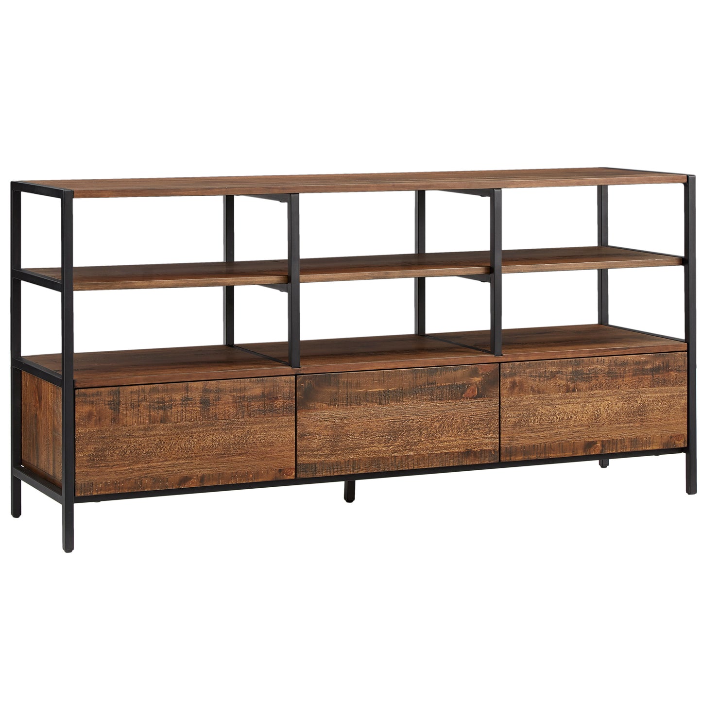 Rustic Brown TV Stand Console Table