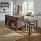 Reclaimed Look Extendable Kitchen Island - Brown Finish, Concrete Veneer Top