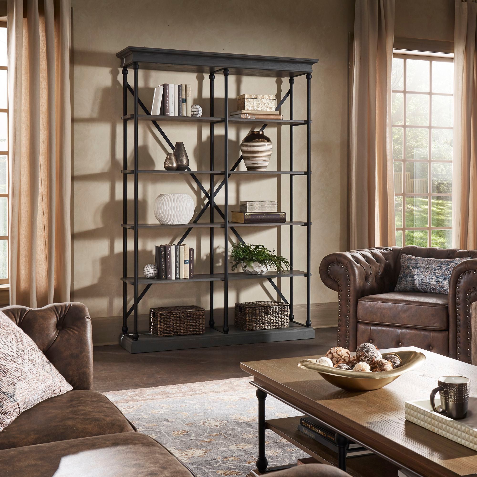 Double etagere online bookcase