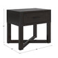 Wood Finish X-Base End Table with Drawer - Antique Black