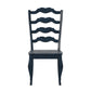 French Ladder Back Wood Dining Chairs (Set of 2) - Antique Dark Denim Blue