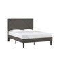 Upholstered Platform Bed with Geometric Headboard - Gray, Full (Full Size)