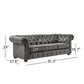 Tufted Scroll Arm Chesterfield Sofa - Gray Velvet