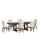 Dark Cherry Wood and Beige Fabric Extendable Dining Set - 7-Piece Set