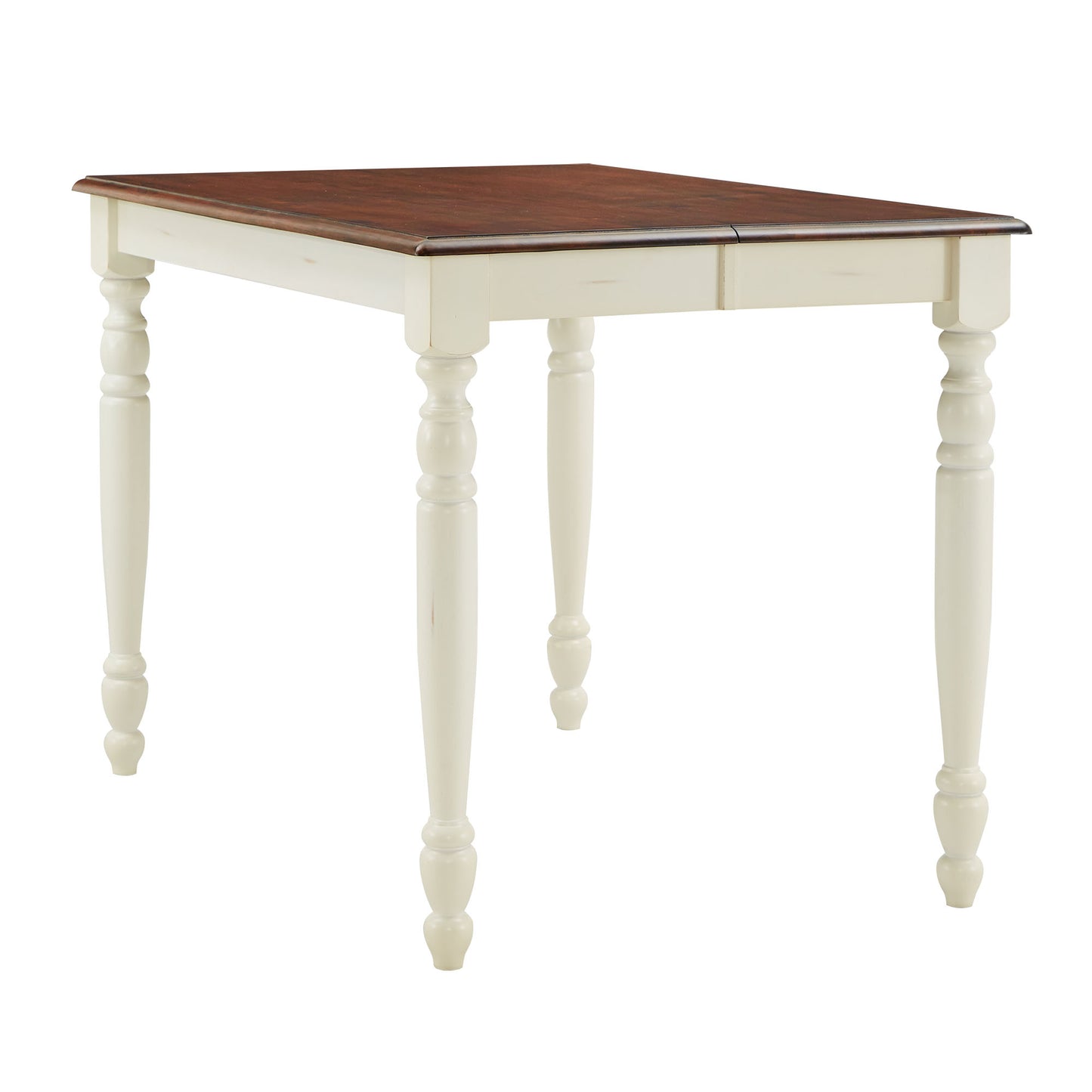 36"-54" Two-Tone Extending Counter Height Dining Table - Antique White with Cherry Top Finish