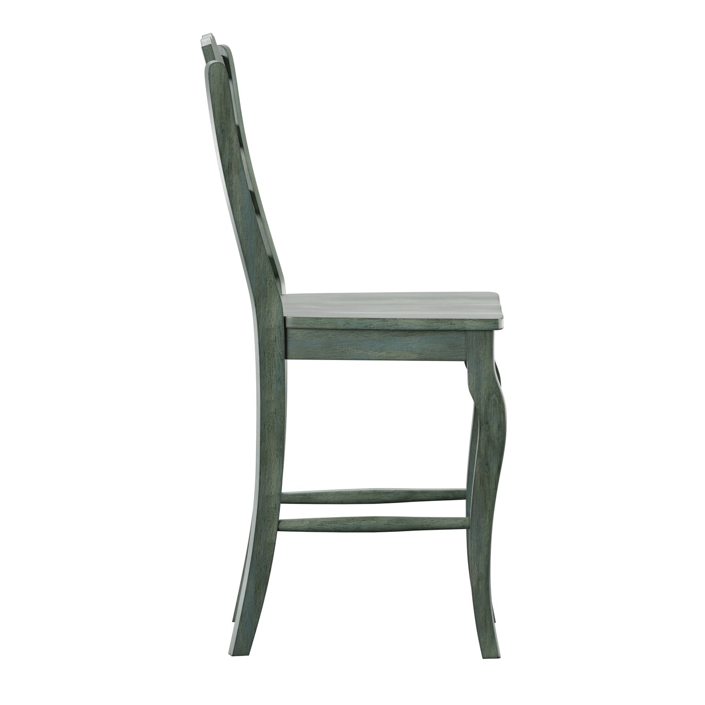 French Ladder Back Wood Counter Height Chairs (Set of 2) - Antique Sage