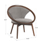 32" Wide Fabric Upholstered Accent Barrel Chair - Walnut Finish, Gray Harringbona Fabric