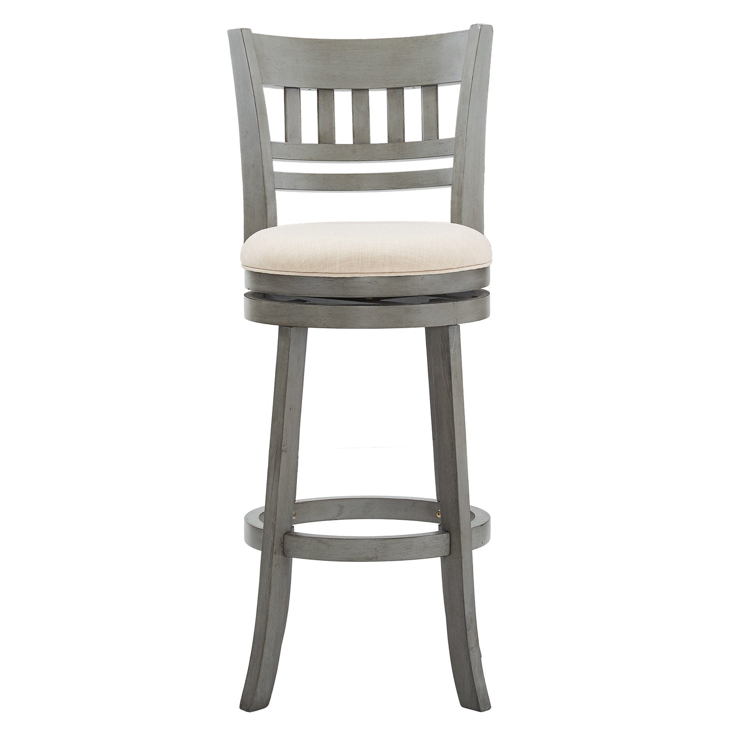 Lattice Back 29"H Swivel Bar Stool - Antiqua Gray Finish, Baiga Linan