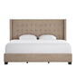 Tufted Linen Wingback Bed - Beige Linen, King