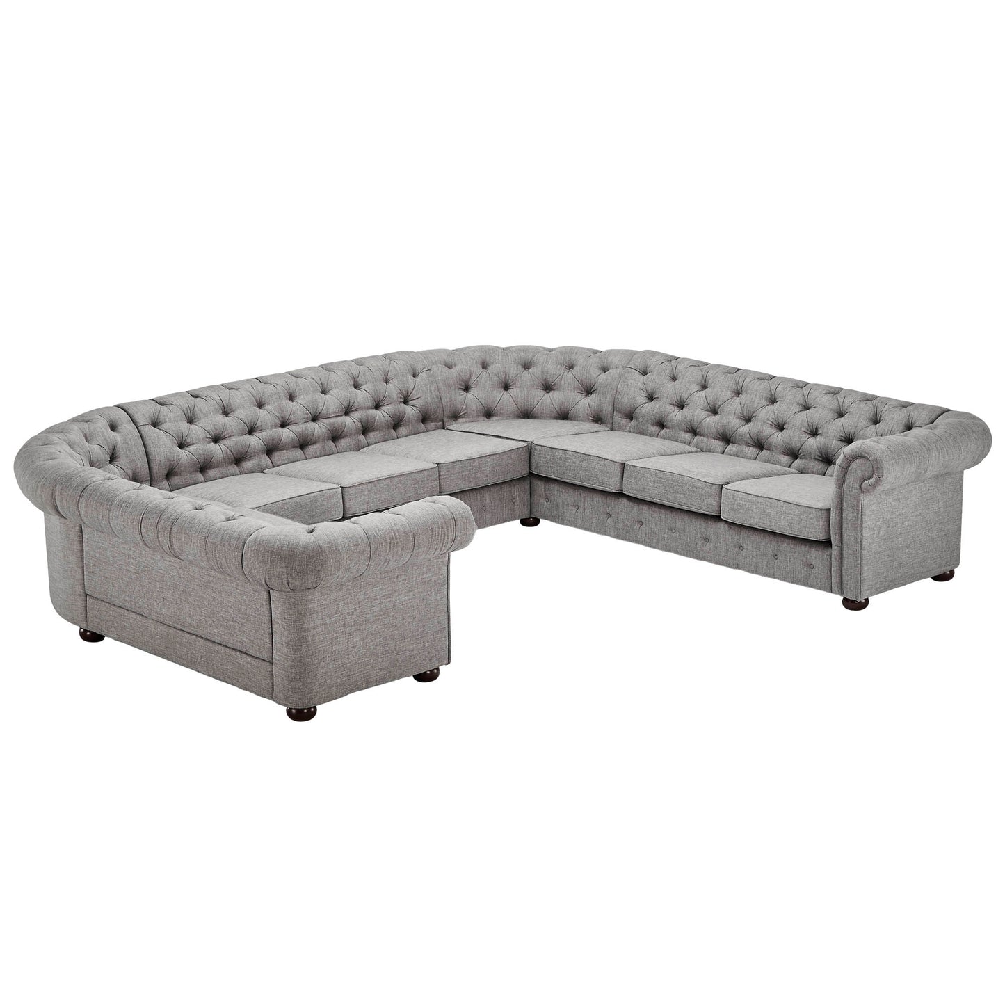 10-Seat U-Shaped Chesterfield Sectional Sofa - Gray Linan