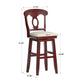 Napoleon Back Wood Swivel Bar Stool - Antique Berry Finish