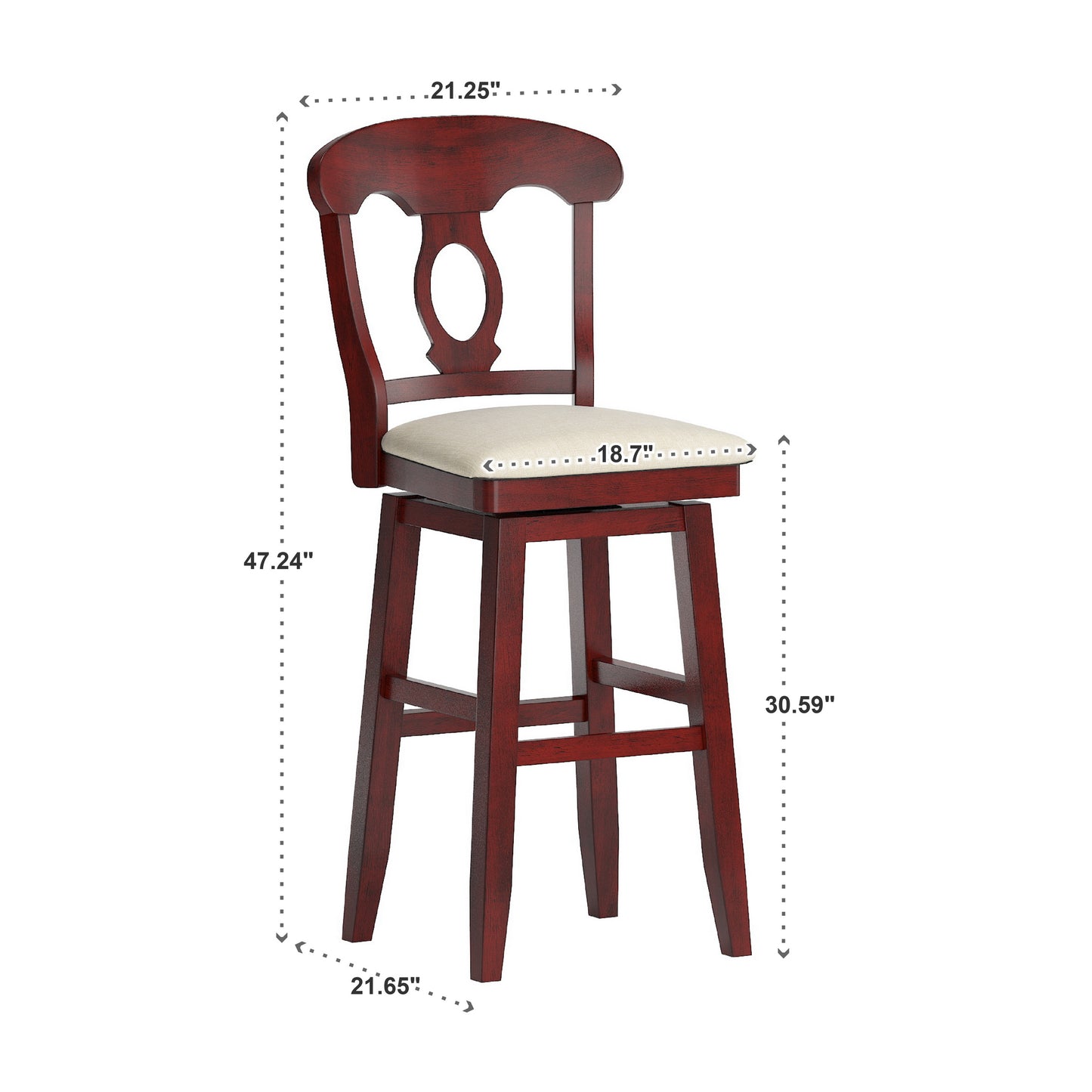 Napoleon Back Wood Swivel Bar Stool - Antique Berry Finish