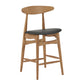 Mid-Century Wood Counter Height Stools (Set of 2) - Natural Finish, Black Faux Leather