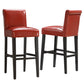 Faux Leather High Back Stools (Set of 2) - Red Vinyl, 30" Bar Height