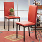 Metal Upholstered Dining Chairs - Red Faux Leather, Set of 2