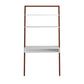 Two-Tone Leaning Ladder Desk and Bookcase Set - Espresso and White Finish, 1 Desk and 2 Ladder Bookcases