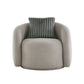 Modern Boucle Accent Chair with Cloud-Like Curved Design and Furry Channel Pillow - Light Gray Chair with Dark Gray Pillow