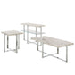 Marble Top Chrome Framed Tables - End Table, Coffee Table, and Sofa Table Set