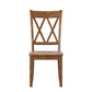 Double X Back Wood Dining Chairs (Set of 2) - Oak Finish