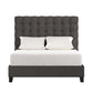 Button Tufted Linen Upholstered Bed - Dark Gray, Full