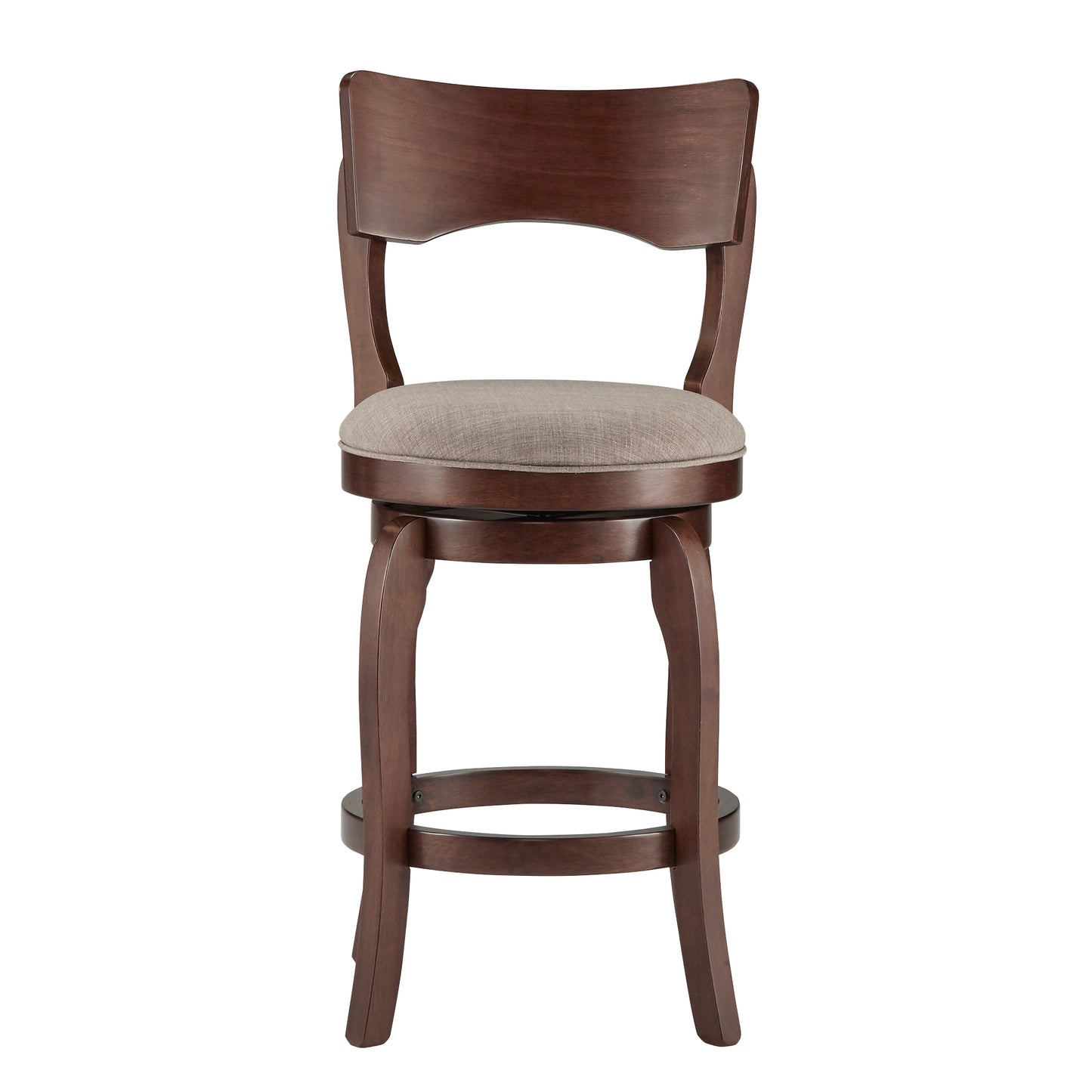 Swivel 24-inch Brown Counter Height Barstool - Gray Linen