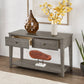 Antique Gray Finish Gray Fiber Cement Table with Self - Sofa Table