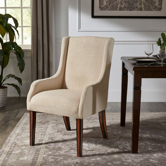 Linen Sloped Arm Hostess Chair - Beige